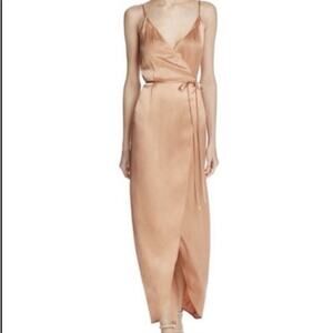 NWT WAYF Tegan Satin Wrap Dress Cocktail Party Gown Rose Gold Womens M Feminine